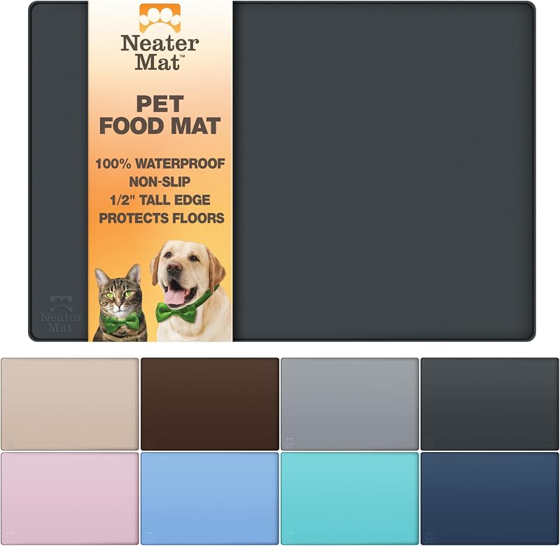Tapete de Silicone Impermeável para Comedouros e Bebedouros de Gatos e Cães Neater Pet Brands Midnight Black 40,64 x 25,4 cm