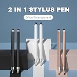 2-in-1 Stylus stylo pour écran tactile, 3pcs Stylos universel de haute précision pour iPad Compatible avec Apple, iPhone, iPad, Android, tablettes Microsoft, téléphones