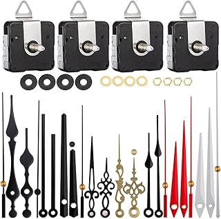 EMOON 4 Pieces Clock Mechanism Replacement Kit with 8 Pack Clock Hands, Silent Sweep Clock Motor Kit Battery Operated for Clock Repair DIY Replacement, Custom Clock
