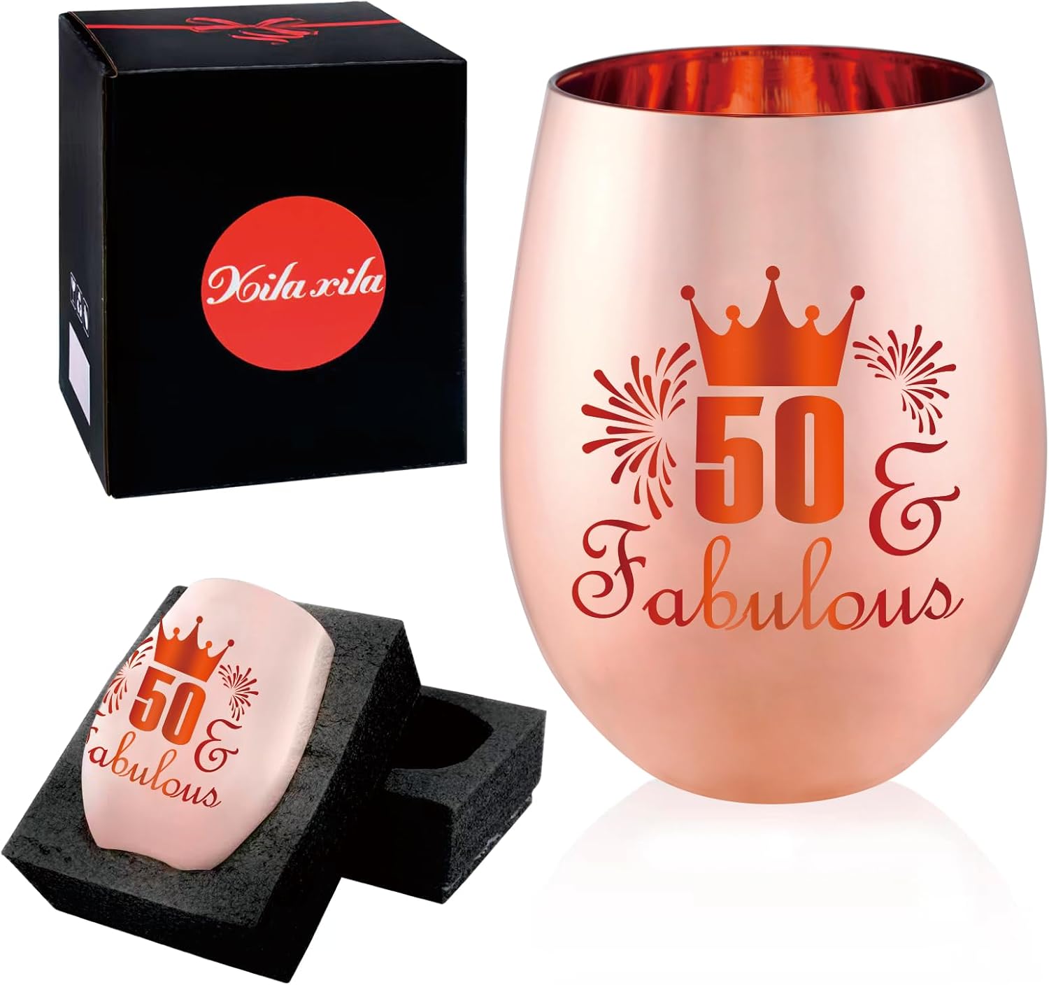 50 and Fabulous Wine Glass Gift - 50th Birthday Gifts for Women - 50 Year Old Birthday Decorations - Image 5