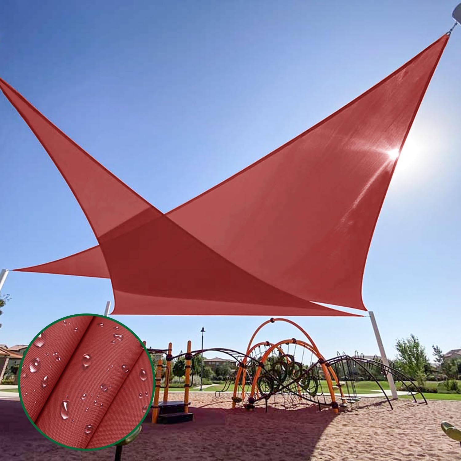 5'x6'x8' Waterproof Sun Shade Sails Triangle Outdoor Canopy Cover with D-Rings UV Block Patio Awning Sunshade Cloth for Garden Pergola Backyard Deck Pool, Red(We Make Custom Size)