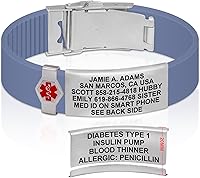 Vista 43 de Divoti Pulsera de identificación de alerta médica grabada personalizada, grabado láser de doble cara, pulsera de silicona, cierre de seguridad