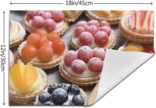 Miniatura 2 de 6 PCS PVC Placemats Set Place Mats Fresh Sweet Tarts Non-Slip Weave Place Mats 12" x 18" Farmhouse Table Mat Set for Family Dinners Wedding Parties