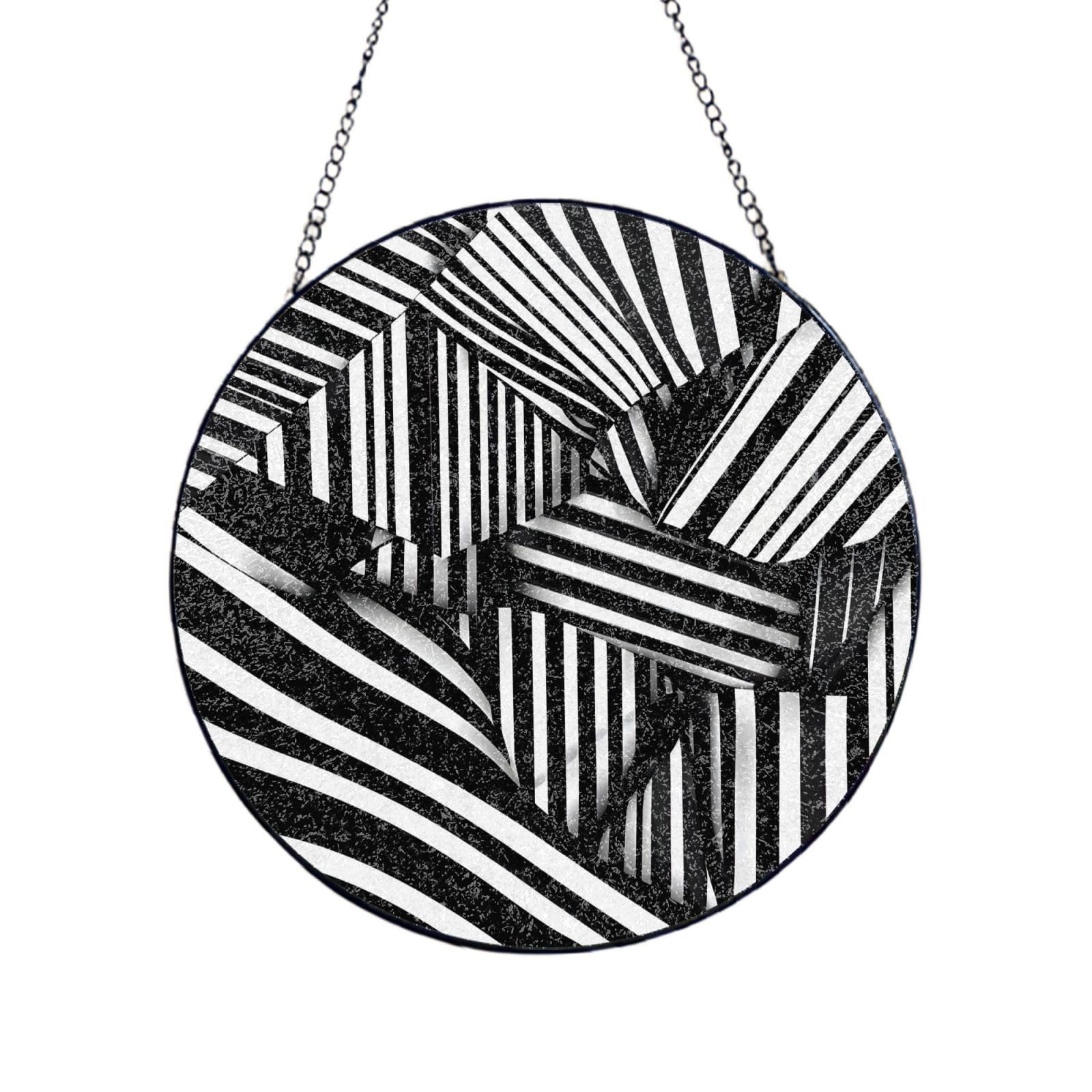 Atrapasueños de cristal Phayah geométrico blanco y negro de 30 cm para decoración