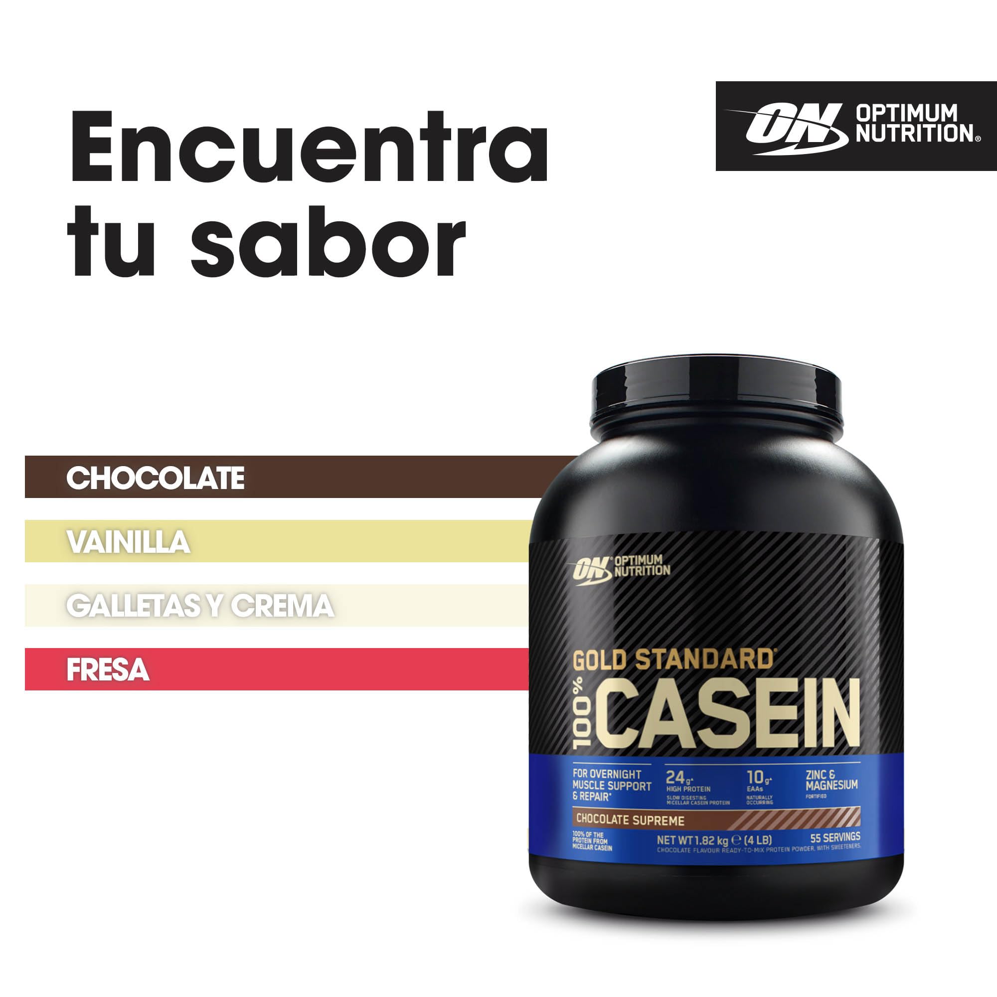 Optimum Nutrition Gold Standard 100% Proteína de Caseína en Polvo, Sabor Chocolate Supremo, 1.82kg, 55 Servicios