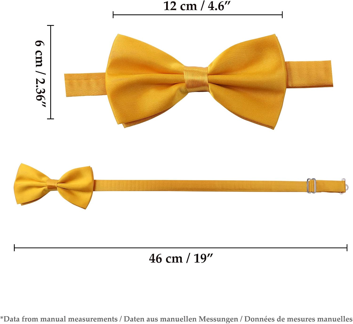 Kajeer Men's Bow Tie for Wedding Party - Solid Color Adjustable Pre Tied Bowties