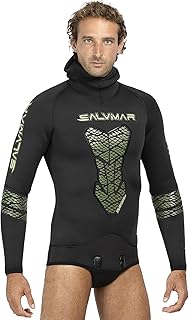 Spearfishing Traje de Pesca subacuática, Hombres, Black with Army Green Inserts, S