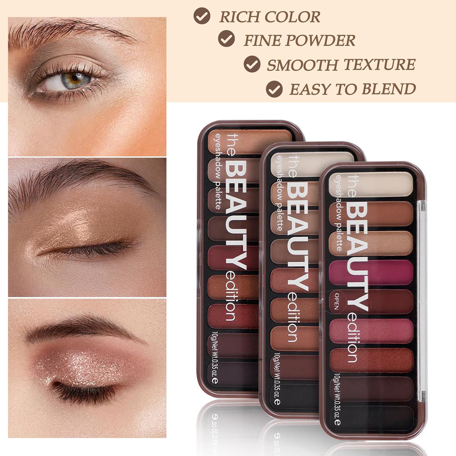 9-Color Warm Earthy Eyeshadow Palette with Matte and Shimmer Finishes - Image 4