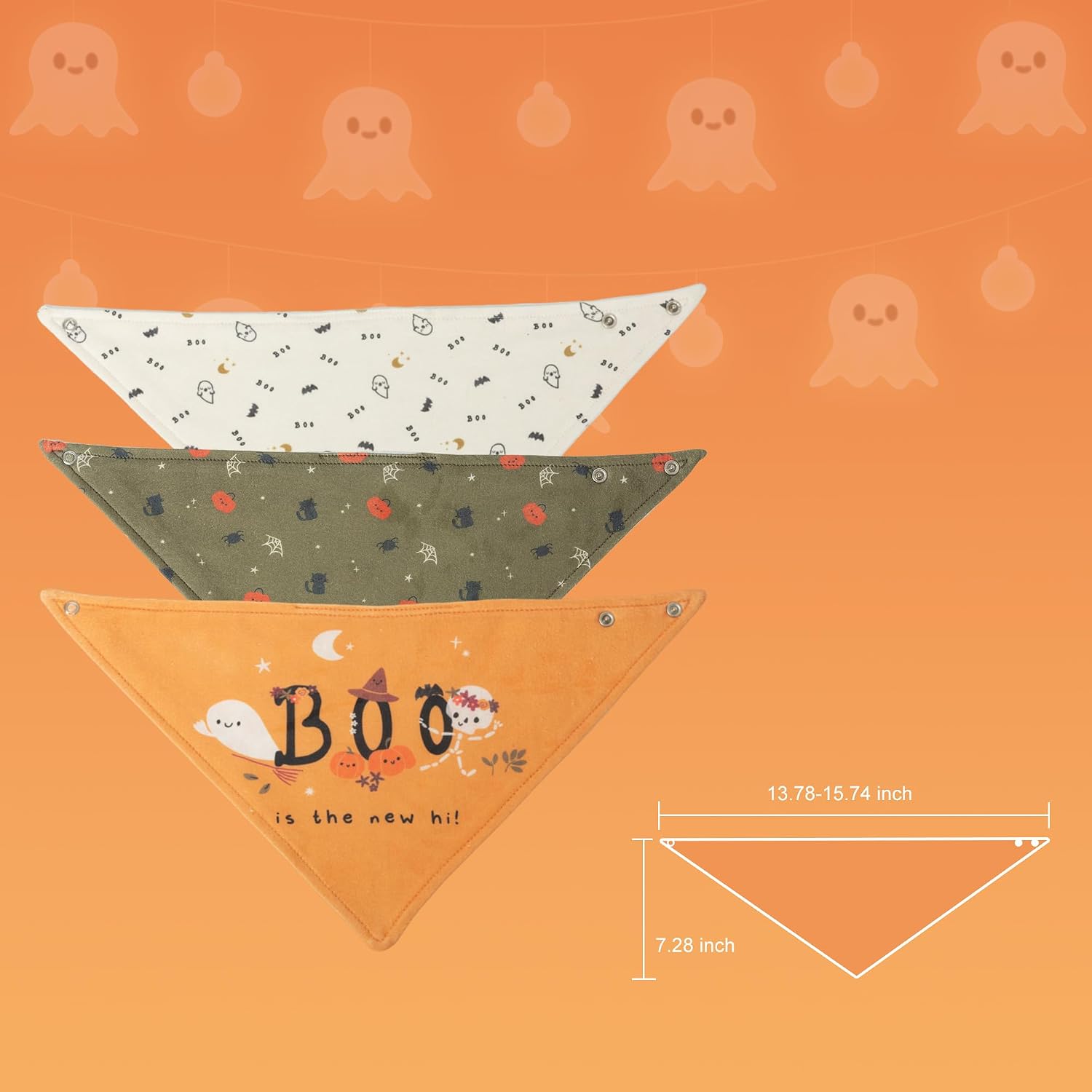 Little Dimsum Halloween Baby Bandana Bibs 3 Pack Super Absorbent Drool Bibs Cotton Teething