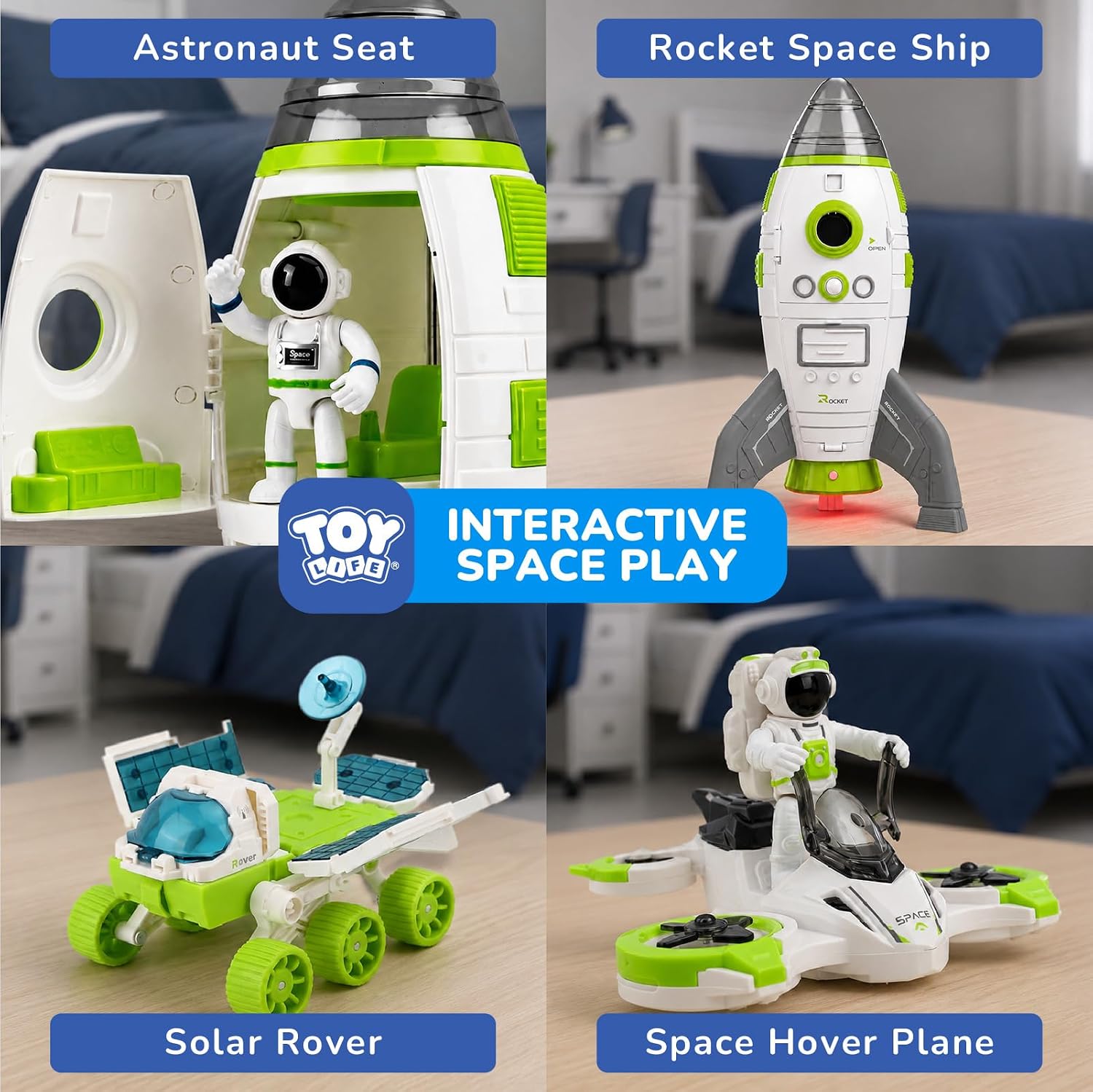 TOY Life Space Rocket Toy for Kid, Shuttle with Astronaut Spaceship Planet and Car, for Boy 3 4 5 6 7 8, Birthday Gift for Age 3+