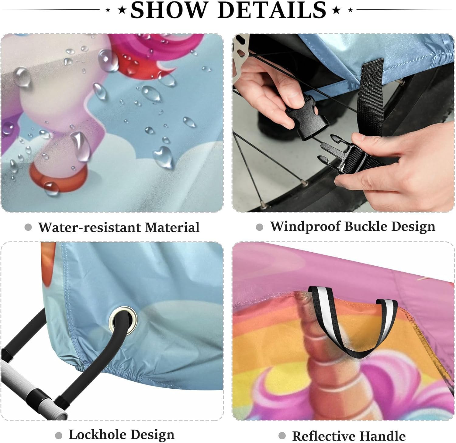 ALAZA Unicorn Rainbow Bike Cover Waterproof Outdoor Ebike Bicycle Covers Tarp Protection for 1/2 Bikes, Sun UV Dust Wind Proof