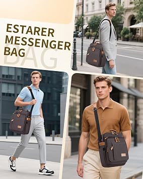 ESTARER 13-13.3 Laptop Bag for Men, Vertical Crossbody Bag for 13-13.6'' Mac neo/air/pro Messenger Shoulder Bag Water-resistant Canvas