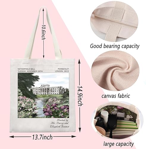 Miniatura 2 de ENSIANTH Funda de libro de Pride Reader con cremallera para regalo para amantes de los libros de prejuicios de JA Novelist (bolsa de paseo)