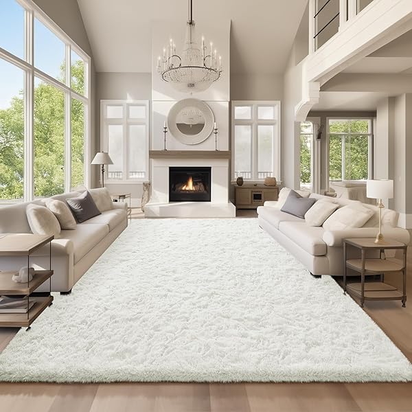 Ophanie 8x10 Black Area Rugs for Living Room, Large Shag Bedroom Carpet, Big Indoor Thick Soft Shaggy Nursery Rug, Fluffy Carpets for Boy and Girls Room Dorm Home Decor Aesthetic