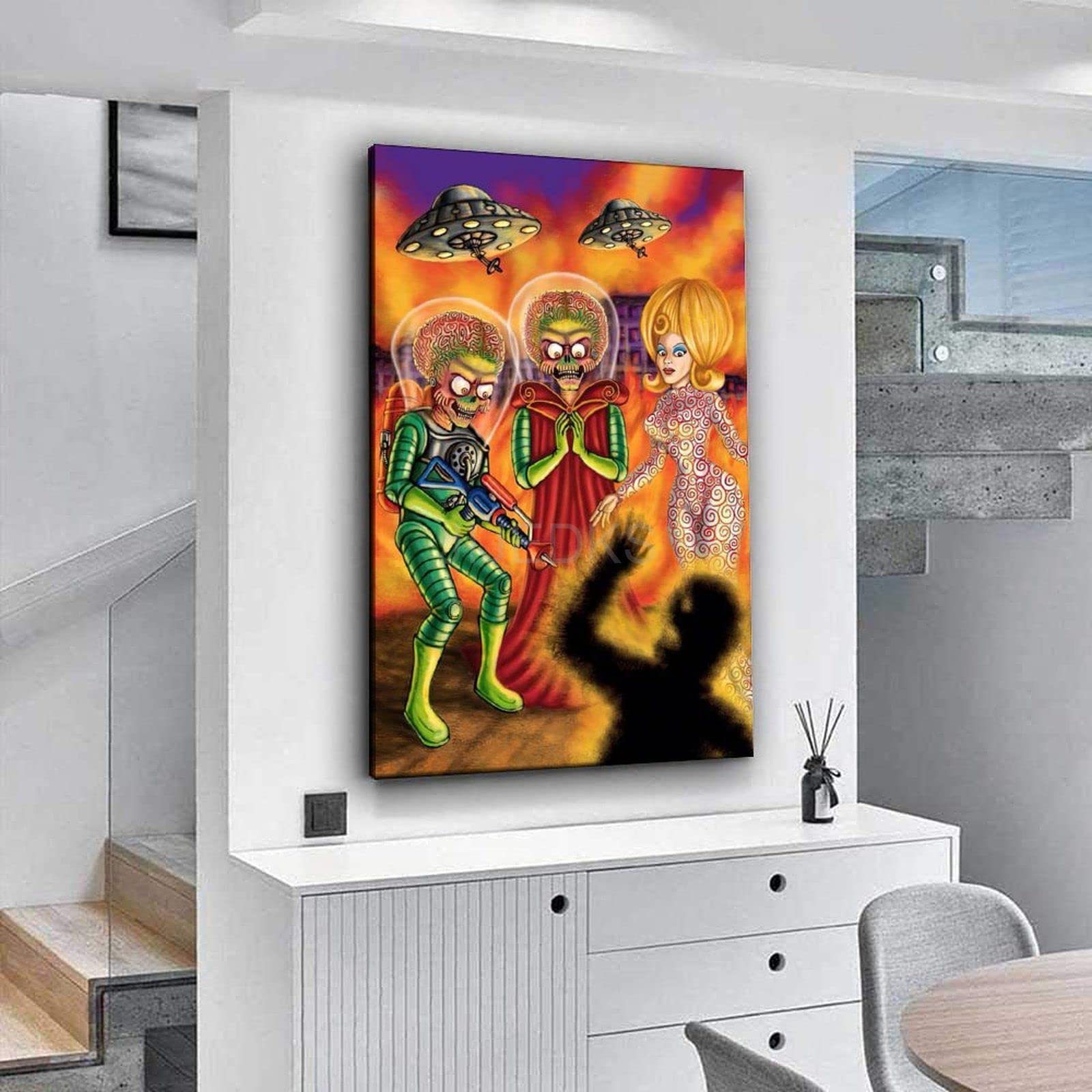 MAD！キャンバスアート Amazon.com: Mars Attacks! Comedy Movie Martians Poster Decorative