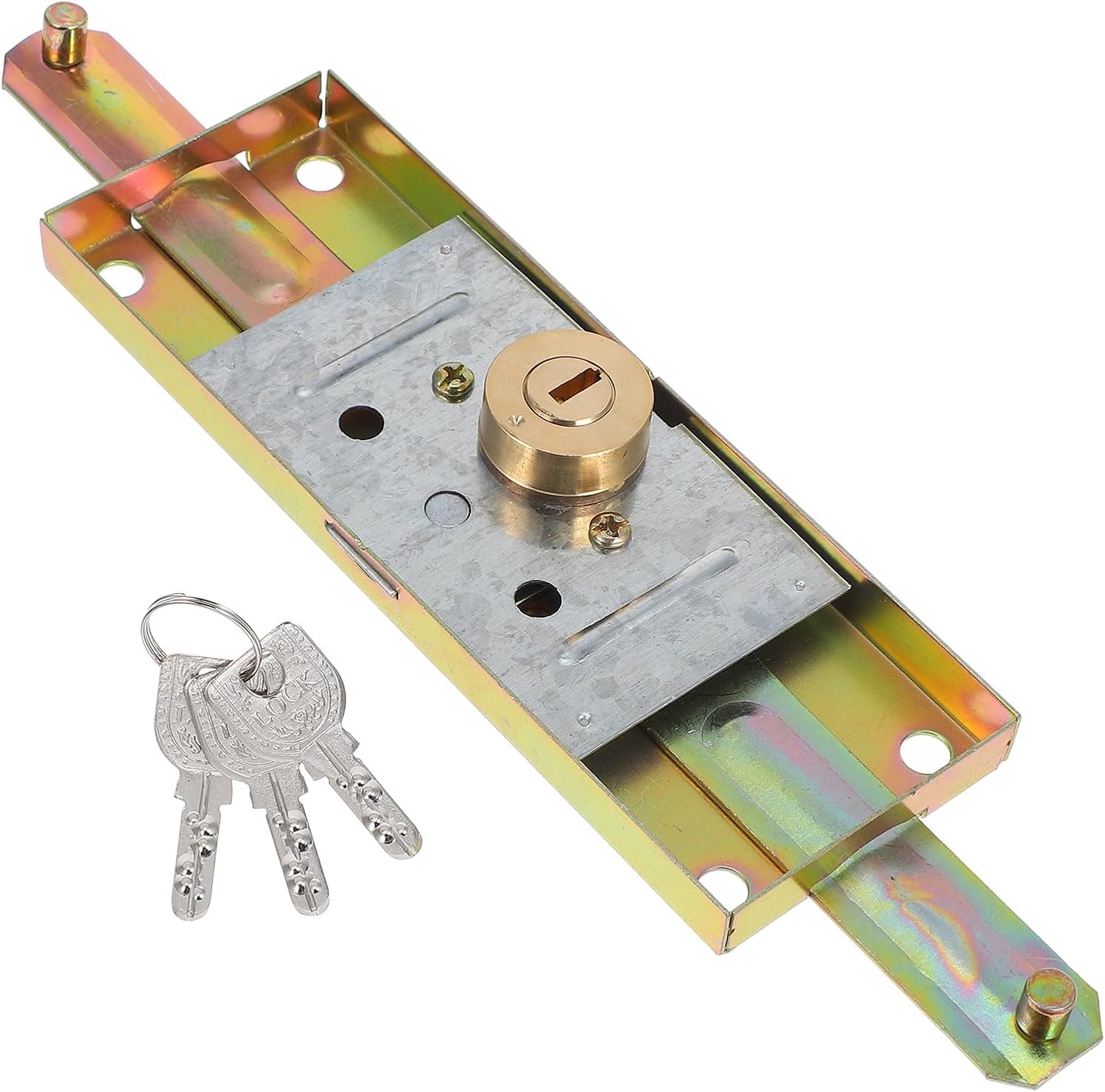 Garage Door Lock Set with Keyed Flip Gate Latch, Anti-Theft Sliding Door Lock for Commercial and Residential Use, Sturdy Metal Construction for Storefronts and Home Security