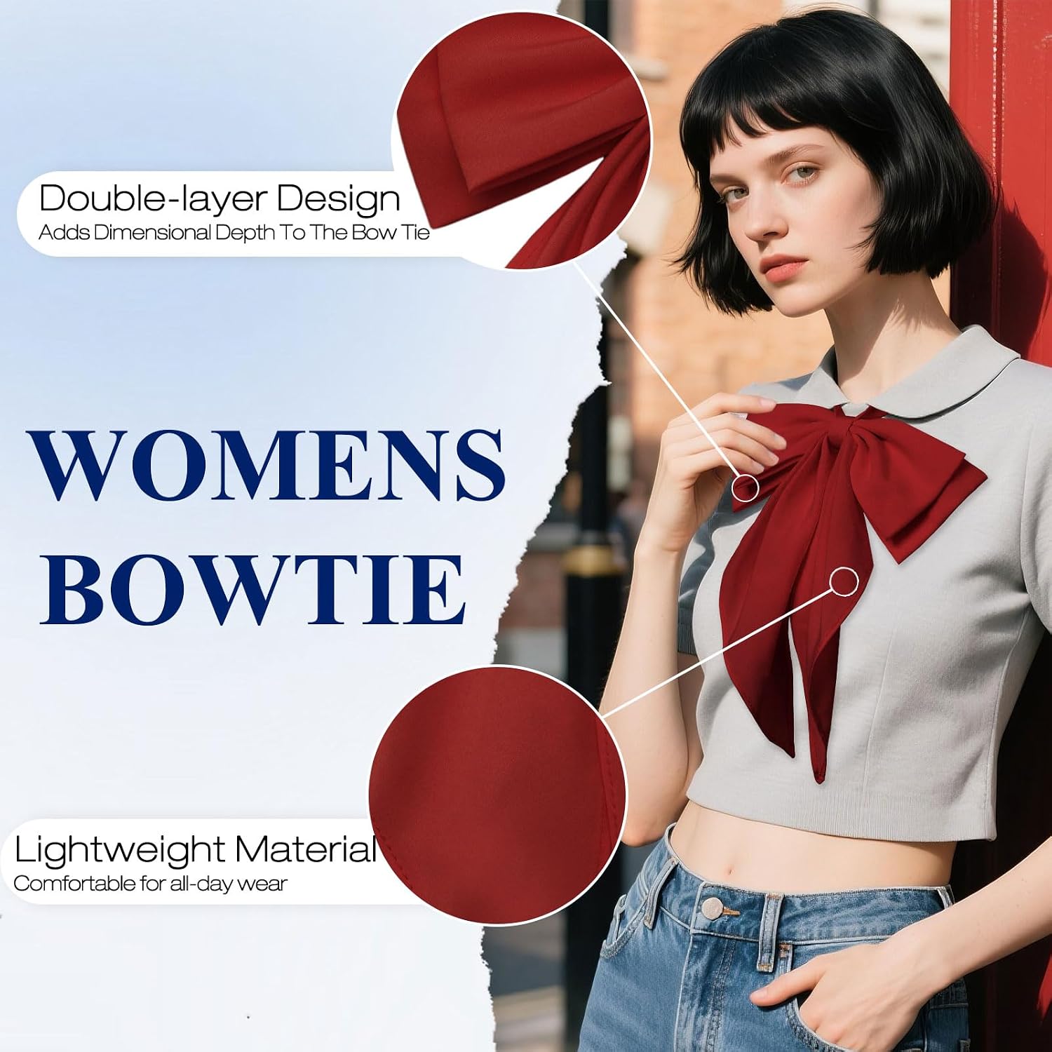 LJBFNN Big Bow Ties for Women Men Pre Tied Bowtie for Prom Cosplay Ceremony