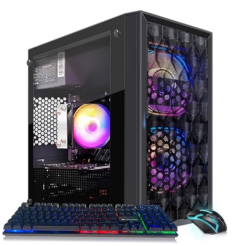 STGAubron Gaming PC Computer Desktop, AMD Ryzen 5 5500 up to 4.2GHz, GeForce RTX 3050 6G, 16G DDR4, 512G SSD, WiFi 6 5G & BT 5.2, RGB Fan x2, Windows 11 Home