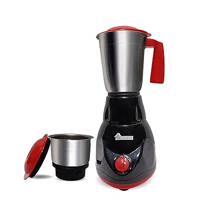 HOMESIDE Power Pro 500 W Mixer Grinder| 2 Stainless steel Jars (Liquidizing and Dry Grinding Jar) | ABS Body| 3 Speed Operation (1 Years Warranty, Red/Black)