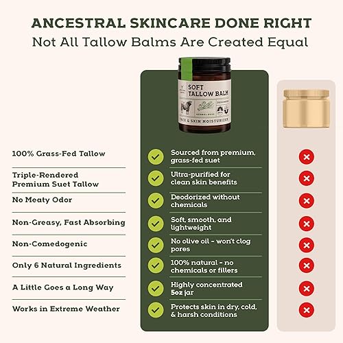 Miniatura 6 de Tallow de ternera para la piel - Bálsamo de hierbas y hierbas para la cara - Hidratante facial de sarga - Hidratante de ternera - Bálsamo de sarga -