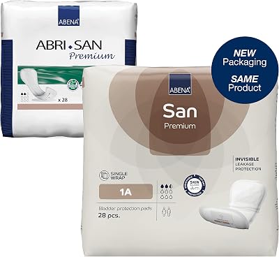 Abena San Premium Incontinence Pads, Light Absorbency, (Sizes 1 to 3A), Size 1A, 28 Count