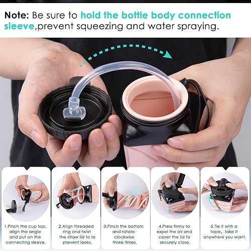 Vista 122 de Botellas de agua plegables de silicona de 20.6 onzas, plegables, a prueba de fugas, sin BPA, reutilizables, ligeras, portátiles, botellas de agua