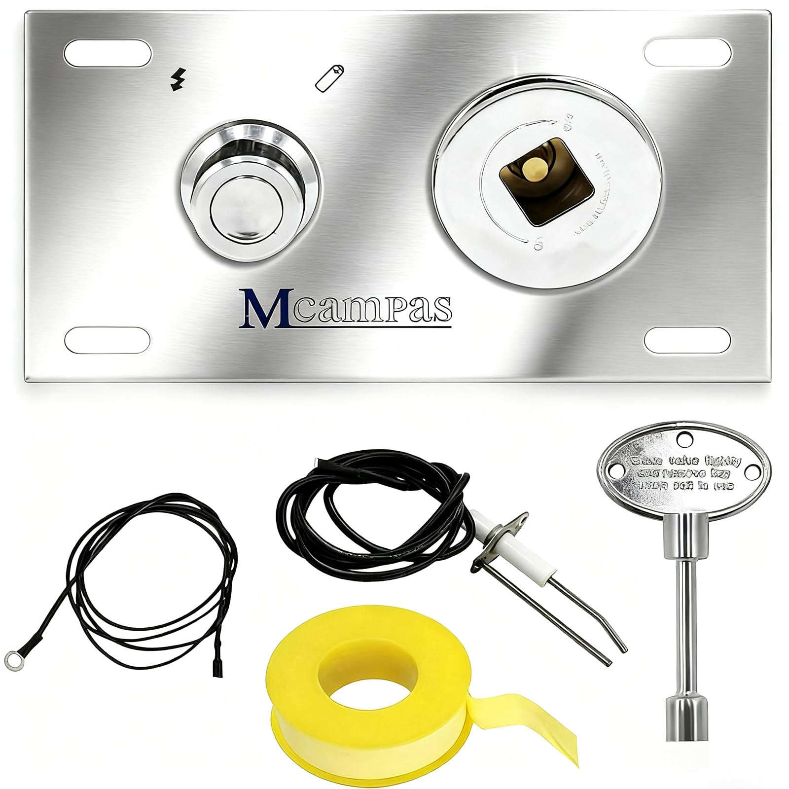 Stainless Steel Fire Pit Gas Burner Spark Ignition Control Panel Kit- Including Push Button Igniter Gas Shut-Off Valve with Key-image-4