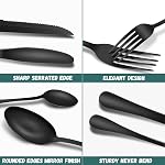 Runfly 48-Piece Black Silverware Set, Mirror Polished Flatware Set for 8, Food-Grade Stainless Steel Cutlery Set, Includes Spoons Forks Knives, Cutlery for Home Office Restaurant Hotel