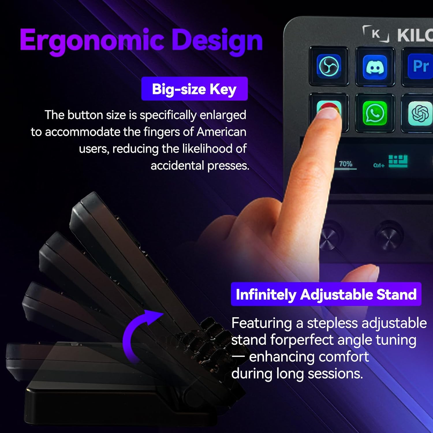 Stream Dock with Knobs Screen N4E - Streamdeck for PC Mac, Mirabox Macro Keyboards with 10 Macro Buttons, Volume Brightness Control, Wired Streaming PC Controller, Live Gaming Deck Plus