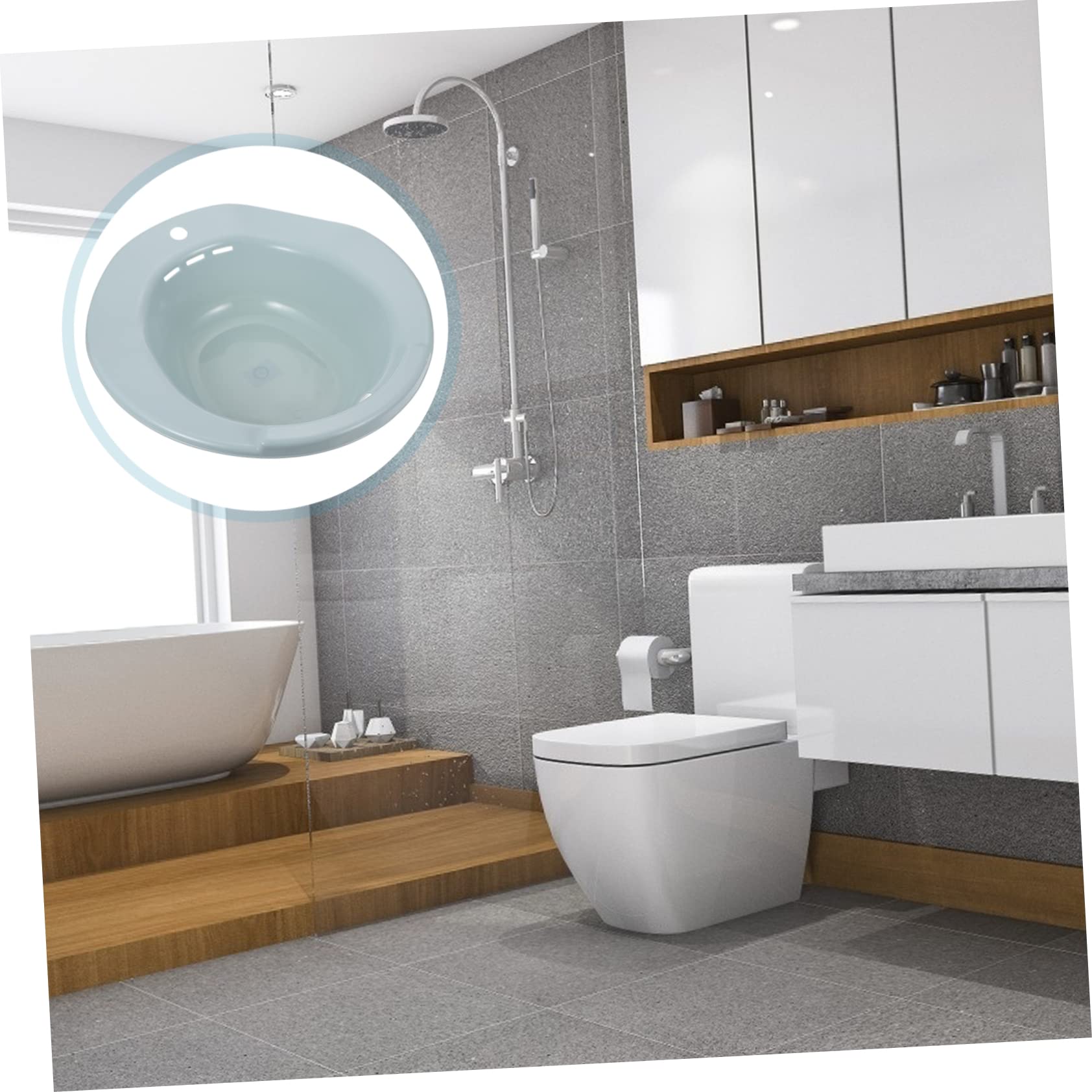 FRCOLOR Baño De Asiento Para Mujer Embarazada Azul Mango Lateral Diseño Ancho Adaptable Inodoro Cuenca Para Cuidados Postoperatorios Bidé De Remojo Higiene Personal