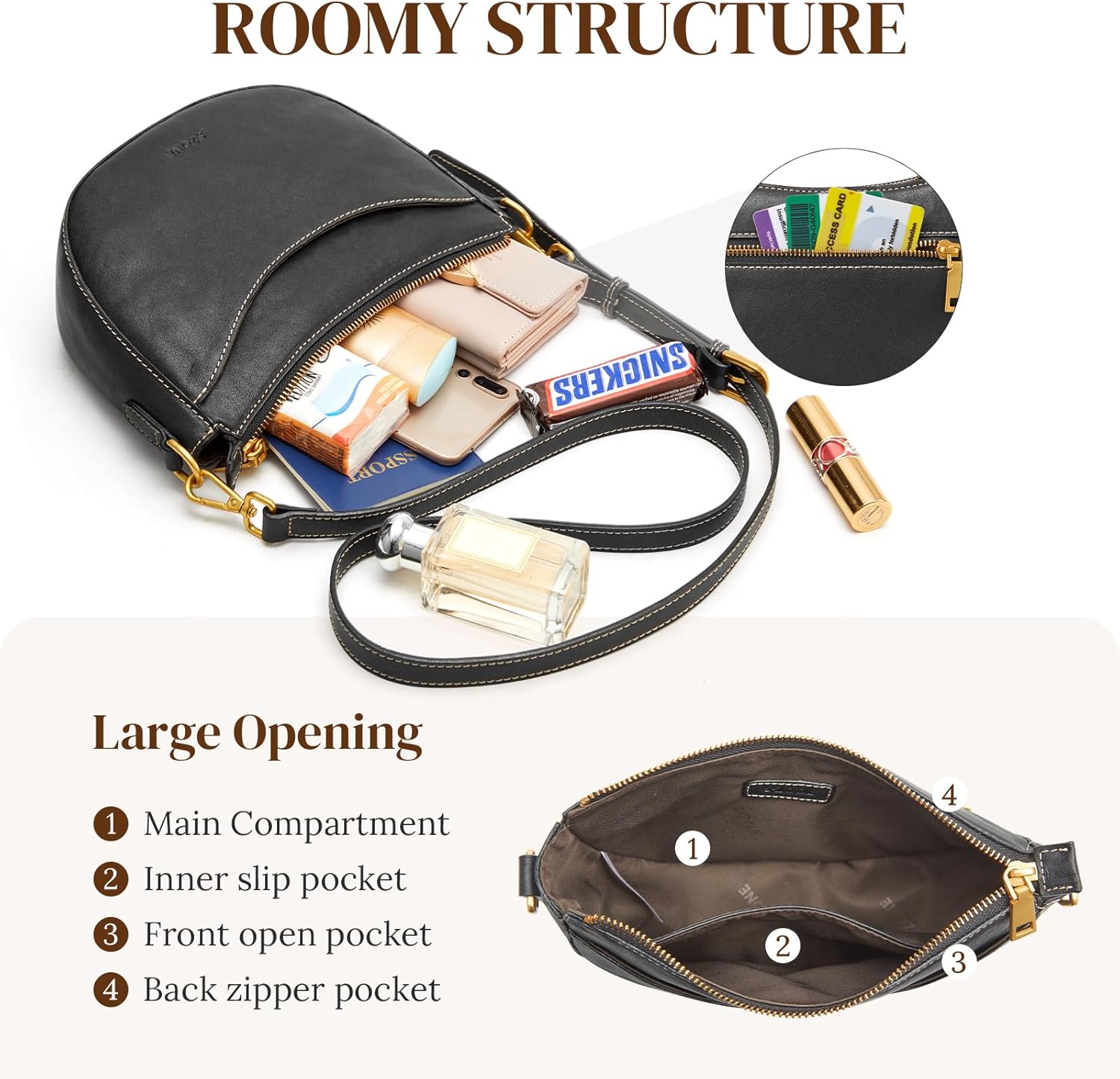 S-ZONE Small Leather Crossbody Bags for Women Cute Purses with RFID Anti-theft Pocket Trendy Shoulder Bag Handbags Satchel - Image 4