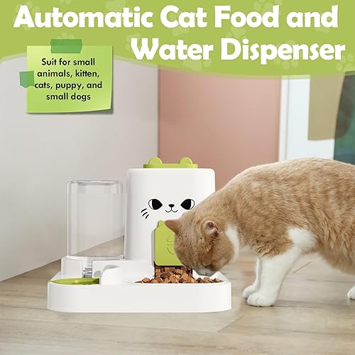 Miniatura 6 de Alimentador automático para mascotas de 1.6 L y dispensador de agua de 0.6 L, dispensador automático de alimentos y agua para gatos, alimentador por