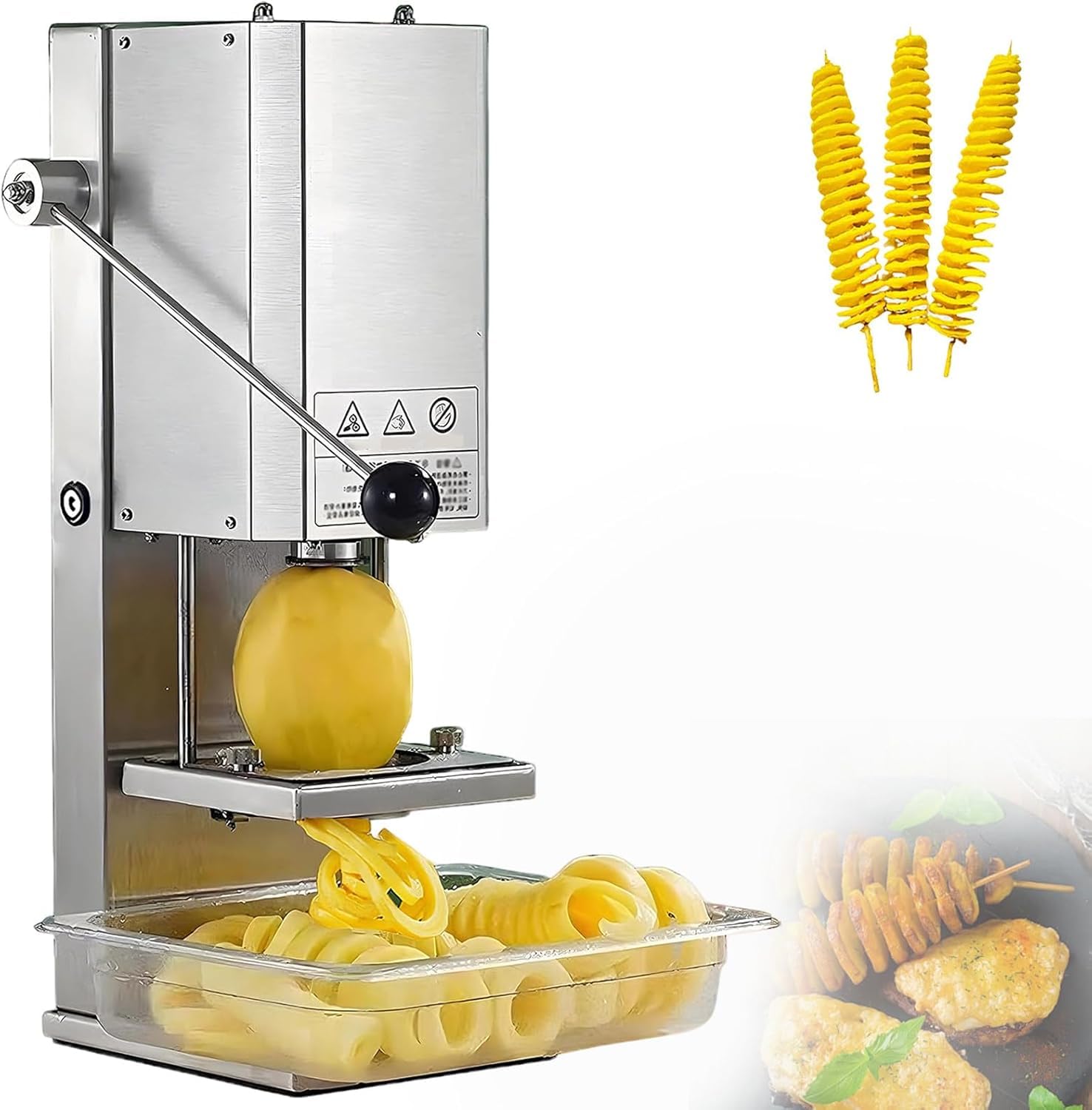 HCZKIUJY Spiral Potato Slicer, Electric Tornado Cutter, Adjustable Thickness 3-10mm for Potatoes, Carrots, and Cucumbers