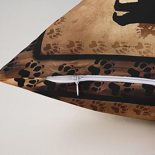 Miniatura 5 de Juego de 2 fundas de almohada de oso de 18 x 18 pulgadas, fundas de cojín suaves de animales salvajes para sofá, cabaña rústica, campo, naturaleza,