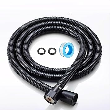 Shower Hose, 79 inch Long Replacement Shower Hoses, Stainless Steel Leakproof Shower Pipe, Anti-Explosion & Anti-Kink and High Pressure Resistant Replacement Hose, for Pet Bathing Cleaning Black