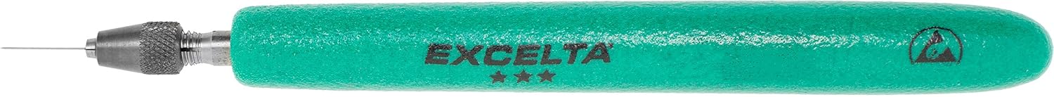 Excelta - 227D-ET - Pin Vise - Straight - Two Star - Brass - Ergo Handle - 0 - .025" (0 - .63mm), 0.3" Height, 0.3" Wide, 4.5" Length