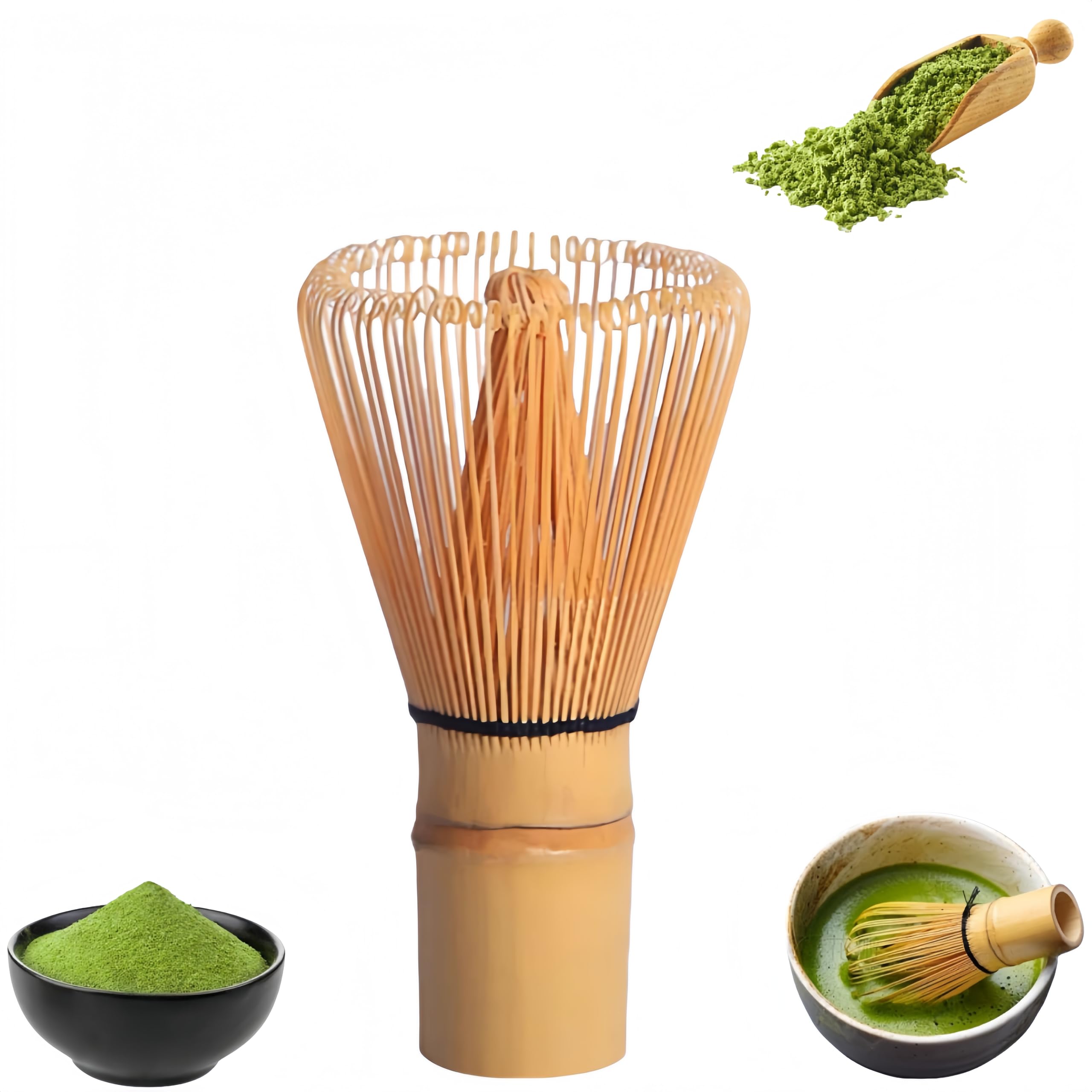 Juego De 3 Piezas Para Té Matcha | Batidor De Bambú 100 Dientes, Pala Y Cuchara | Tradicional Japonés, Hecho A Mano