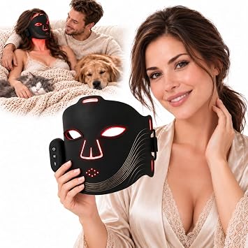 Red Light Therapy Mask for Face, 336 LEDs, 4 Modes, Wireless Silicone