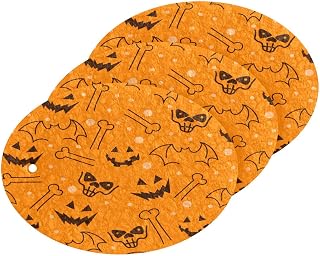Scrub Sponge Halloween Pumpkin Bats Kitchen Washing Dishes Cleaning Sponges Skull Spooky Ghosts Non Scratch Sponge for Dish Countertops Sinks Floors Showers Tile Sinks, 3 Pack