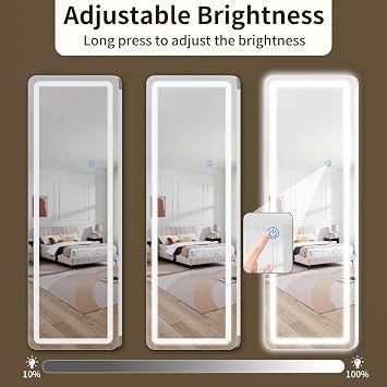 Door Mirror Full Length with Lights,Tempered Glass 16