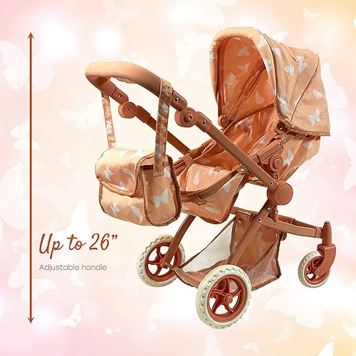 Miniatura 5 de Cochecito de bebé convertible combinado para niñas de 3 años en adelante  Cochecito de bebé de juguete para muñecas, moisés plegable ajustable con