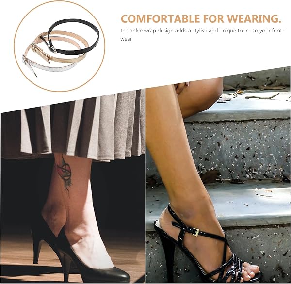 Lot de 3 Paires de Brides Réglables en Cuir pour Chaussures à Talons et Sandales, Accessoires Anti-dérapants pour Femmes, Usage Multiple et Design Unique - 4