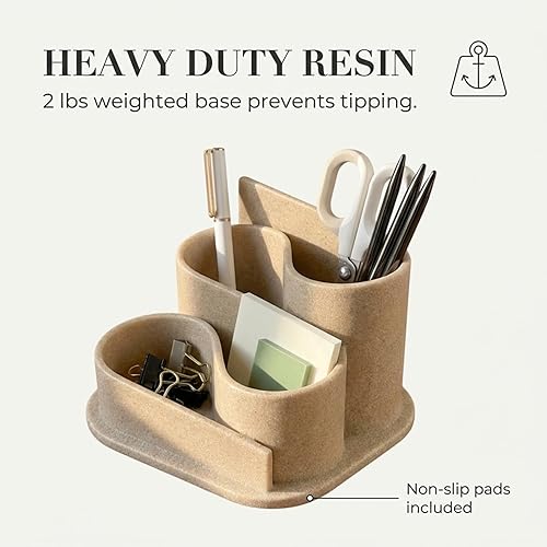 Miniatura 3 de OAKOA Organizador de escritorio estético, accesorios estéticos de escritorio de oficina, soporte bohemio para bolígrafos, accesorios de escritorio