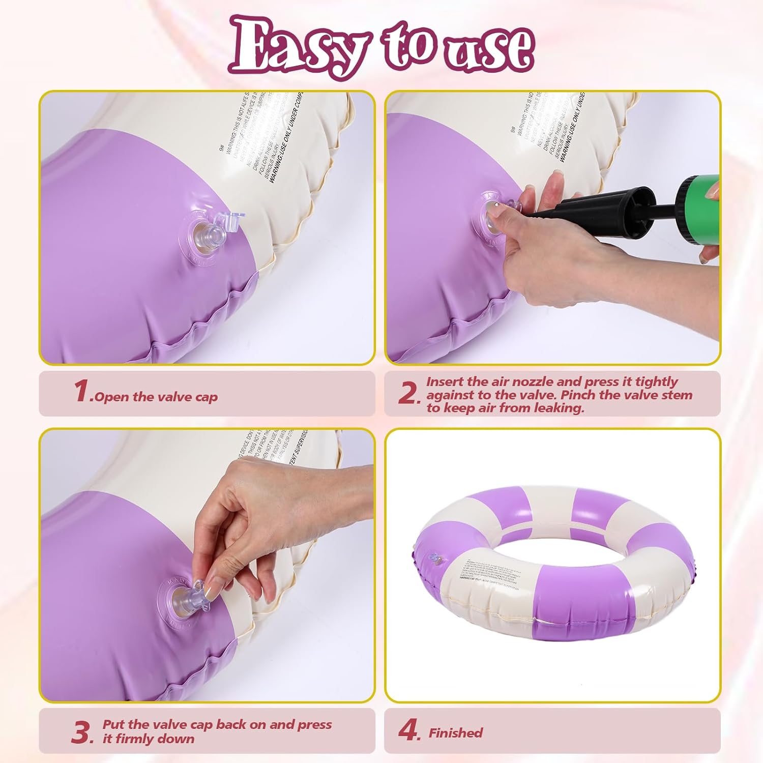 Libima 6 Pcs Classic Striped Inflatable Pool Floats Colorful Swimming Ring Pool Float Tubes Beach Swimming Toys for Adult Teen Kids