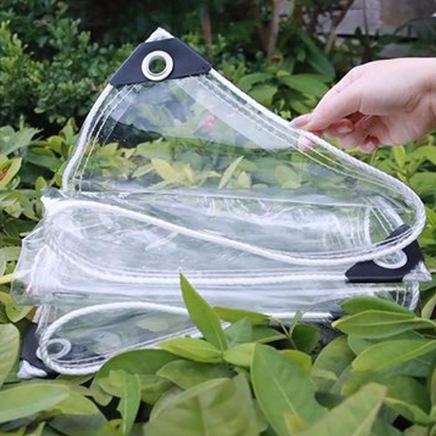 NIANXINN 防水透明シート 雨よけシート 屋外防風 PVC ビニールターポリンシートカバー 厚さ0.35mm 耐候性 耐裂性