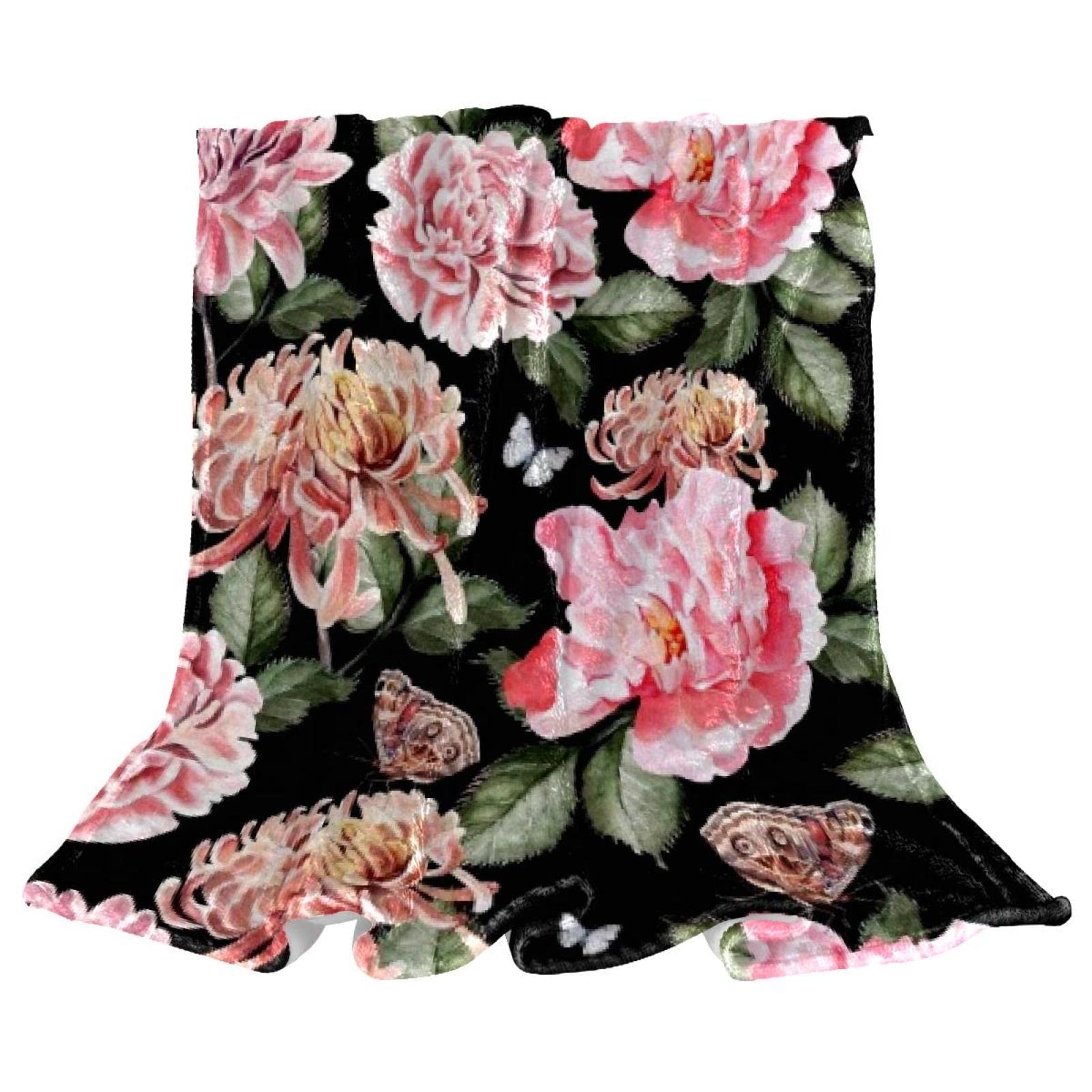Couvre-lit fleur rose chrysanthème moelleux pour lit de fille et garçon