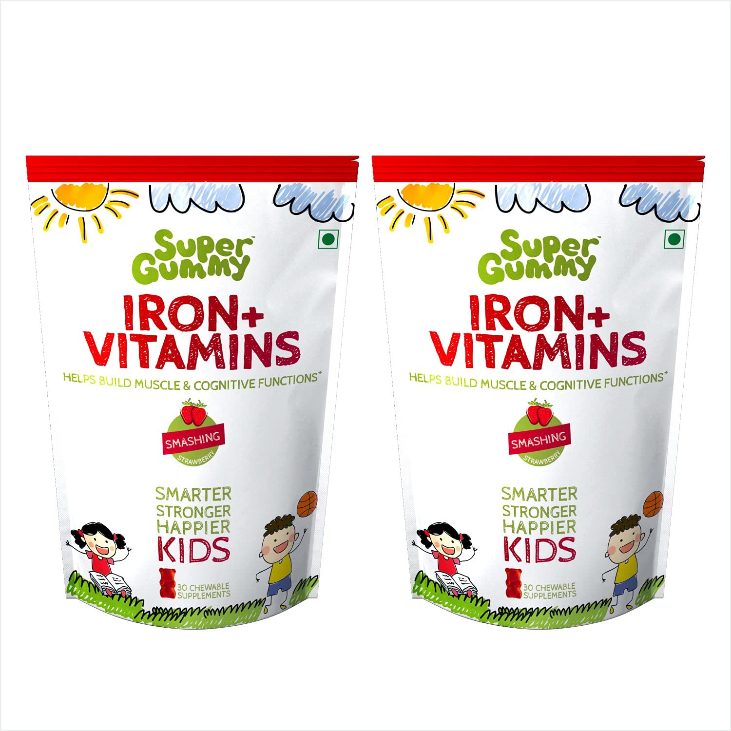 Super Gummy Iron & Vitamins Strawberry Gummies for Kids 60 Chewable
