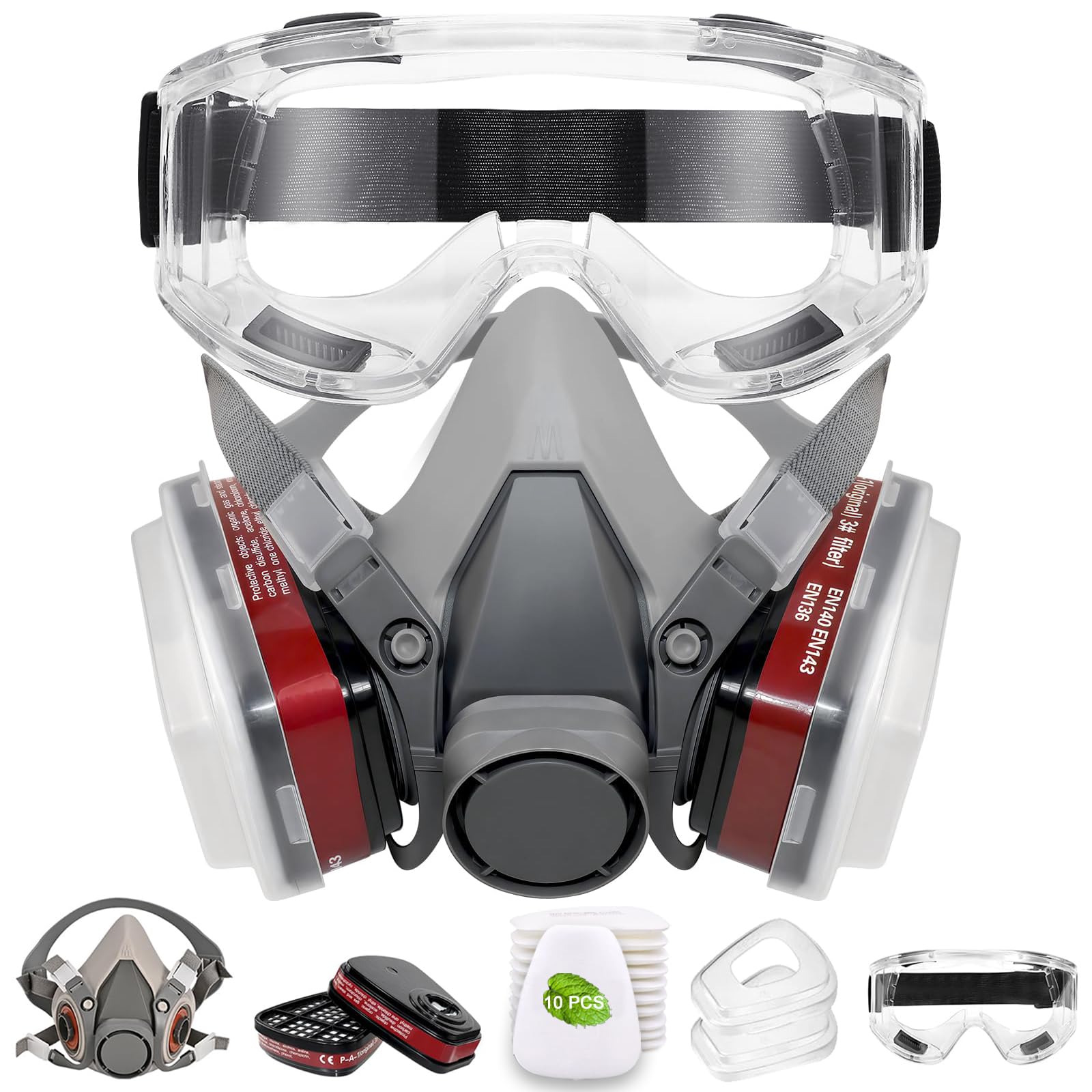 LJJYIJUN Respirator Mask with Filters - Spraying Mask, Face Mask for Resin, Paint, Chemical, Woodworking
