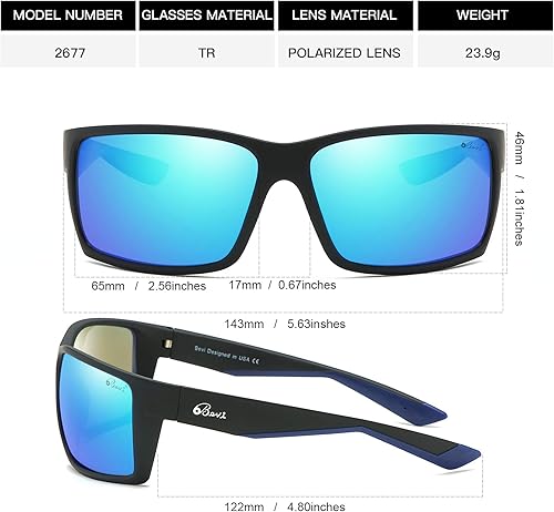 Miniatura 2 de Bevi - Gafas de sol deportivas polarizadas con montura TR90 irrompible y protección UV 400 para hombres y mujeres, ciclismo, correr, conducir, golf