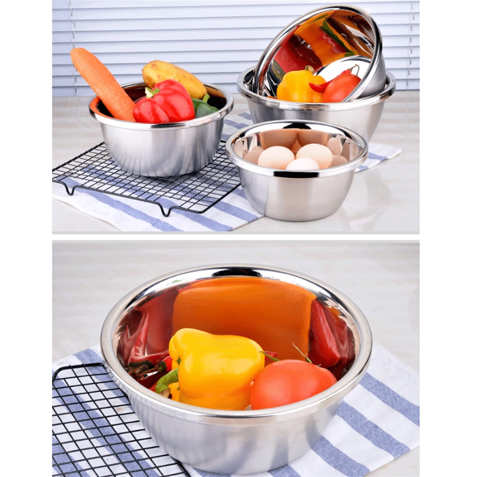 Ciotole per mescolare in Acciaio Inossidabile, Set di 7 Pezzi per zuppiera per riporre Gli Alimenti in casa, in Frigorifero e in Cucina, 20-32 cm